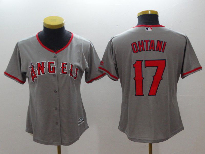 Women Los Angeles Angels #17 Ohtani Grey MLB Jerseys->los angeles angels->MLB Jersey